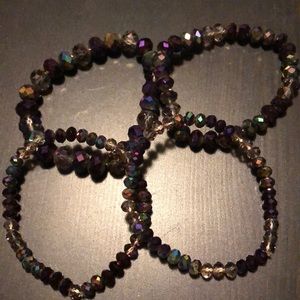 Purple and Black stretch bracelets